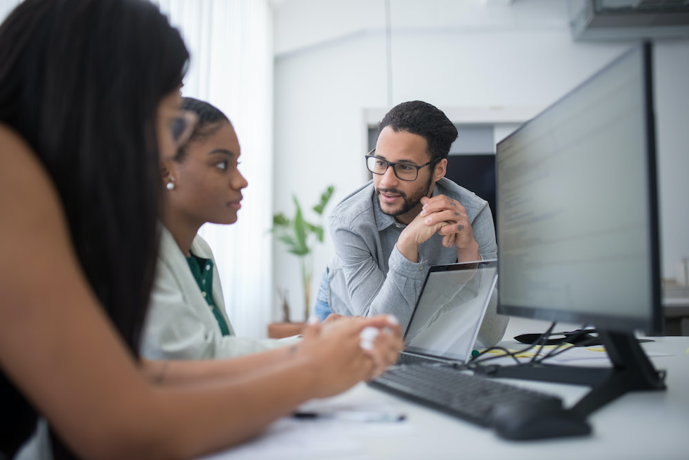  Employees getting training in the office