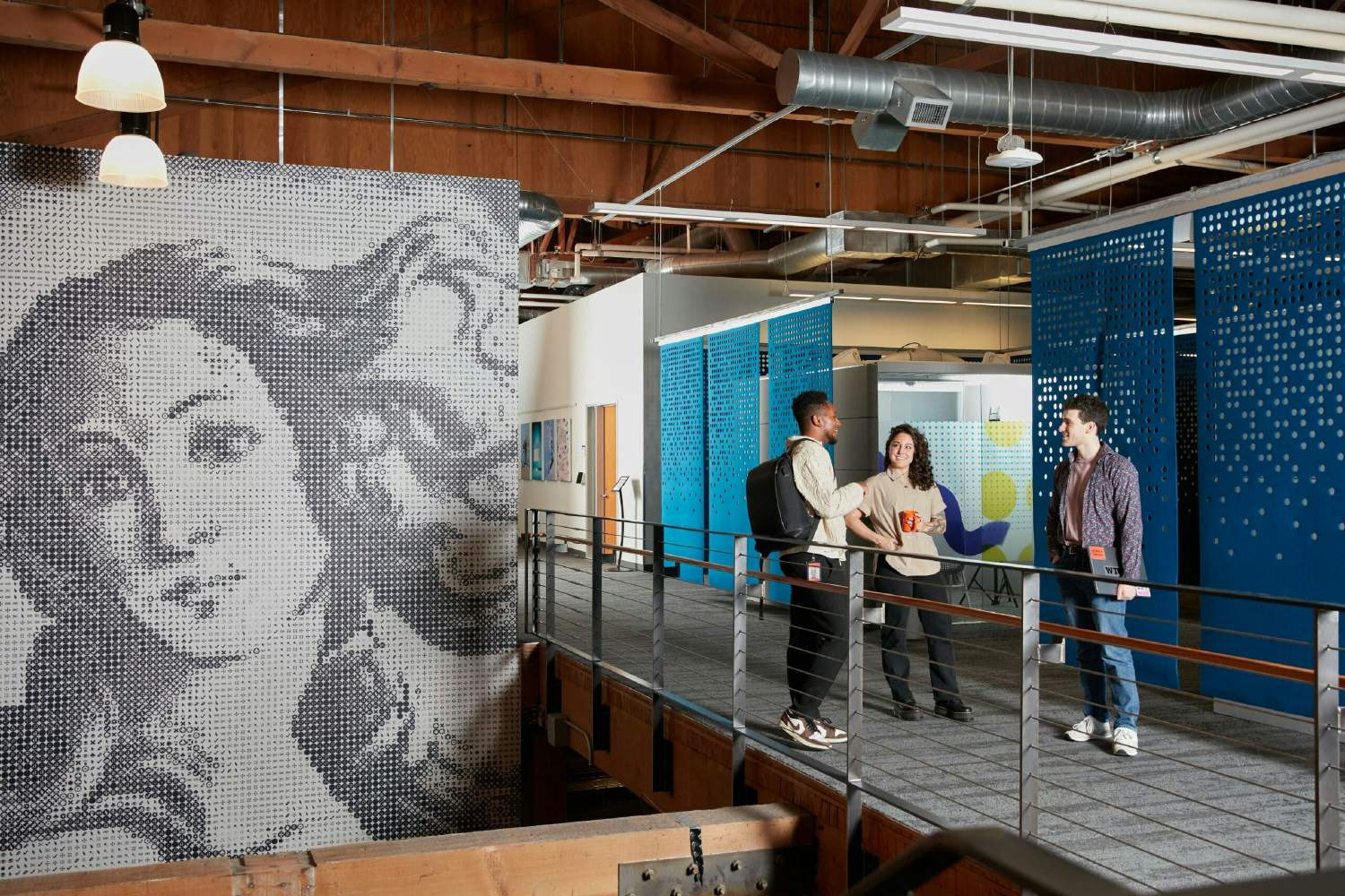Employees at the Adobe office in San Francisco, California.