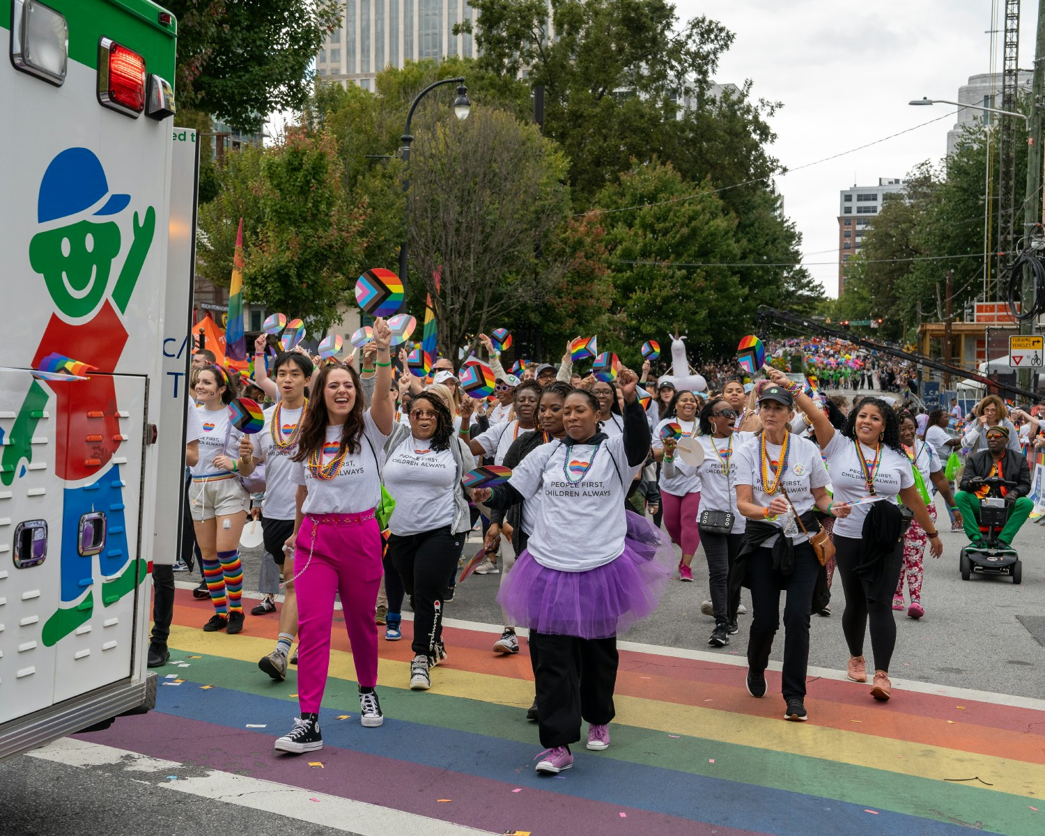 To celebrate inclusion, acceptance and belonging, 500+ employees and their families marched in the Atlanta Pride Parade.