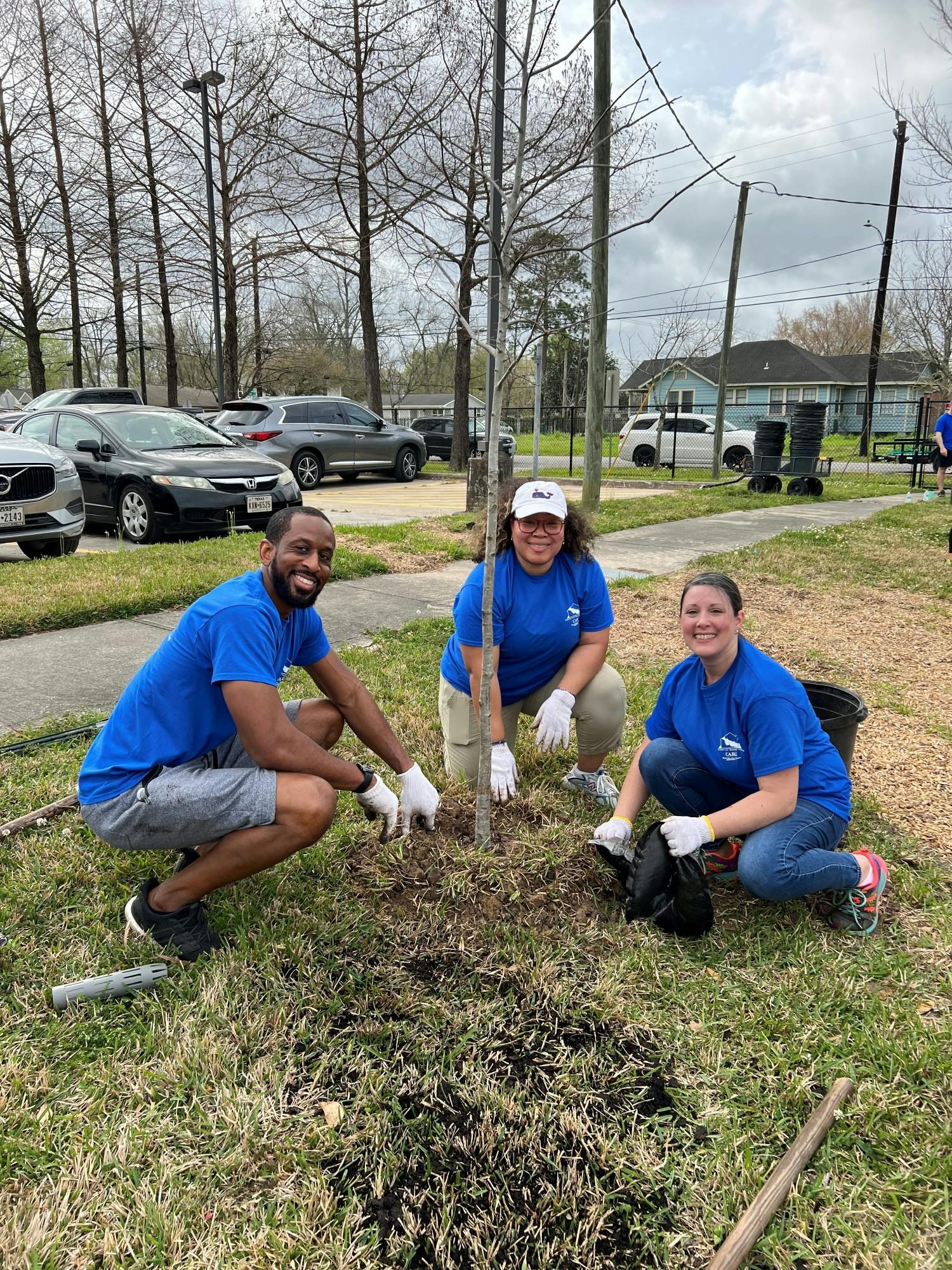 Team Members from the Home Services Team (Corporate) office plant trees with Trees for Houston