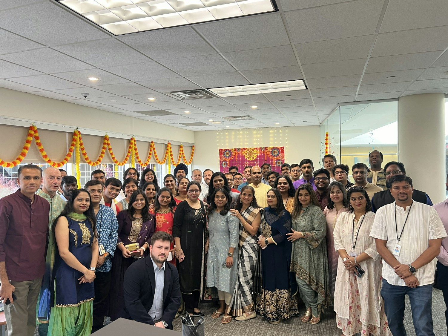Infosys employees come together to celebrate Diwali, the Indian Festival of Lights, at its Bridgewater, NJ office.