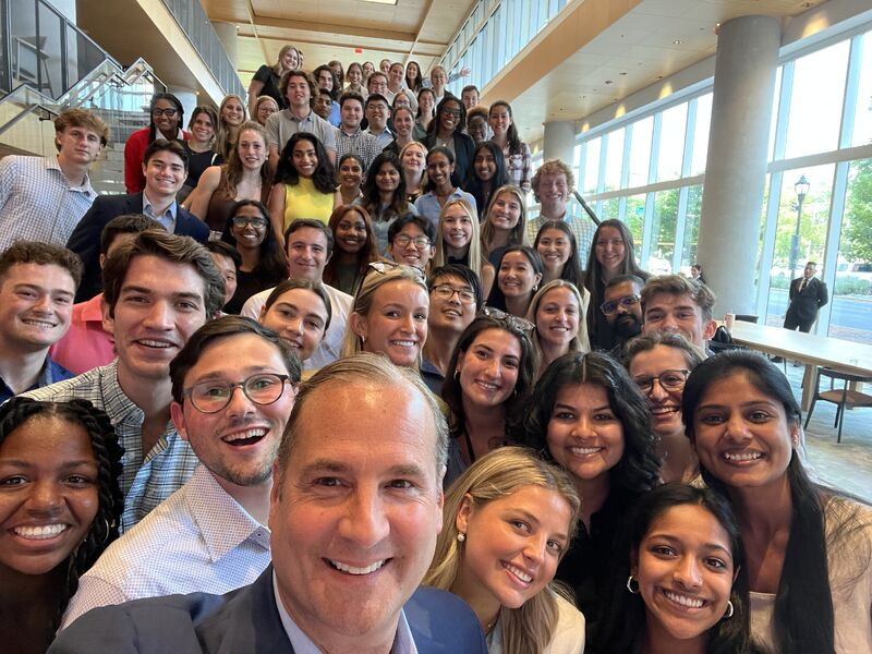 Marriott Interns and Fellows take a selfie with President and CEO Anthony Capuano.