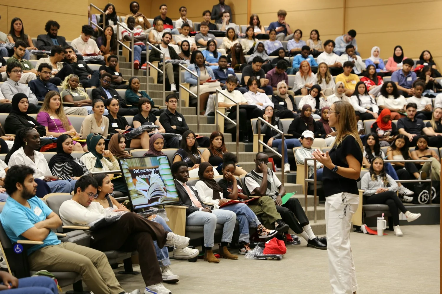 One of our Directors speaking to a diversity partner, One Refugee