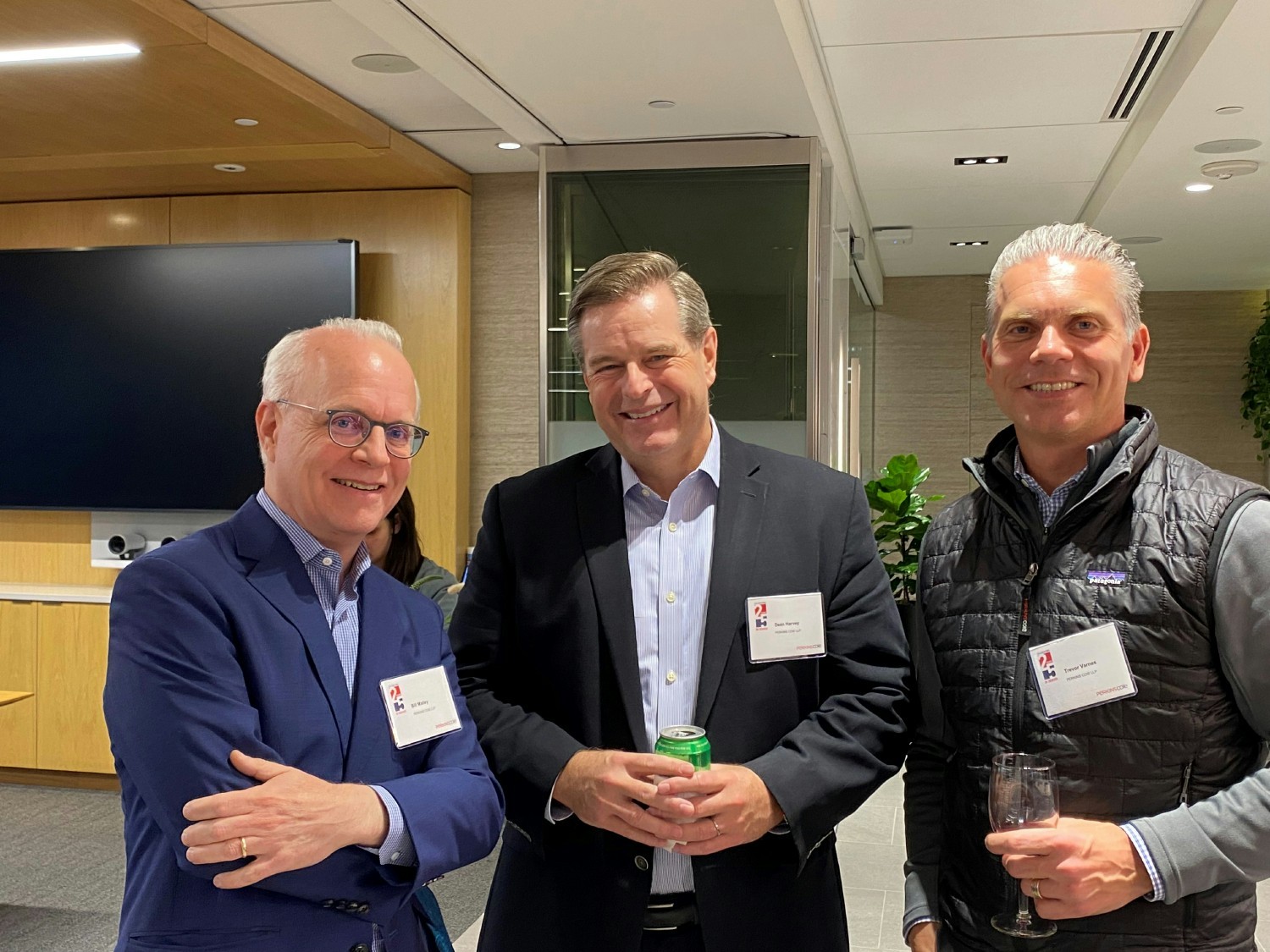 This is Bill Maley (CEO of Perkins Coie), Dean Harvey (Partner) and Trevor Varnes (CFO) at Denver Open House, March 2023