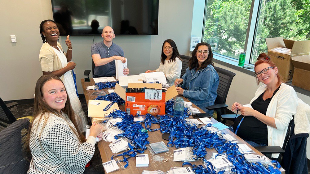 Plante Moran staff have fun working together to prepare for intern orientation.