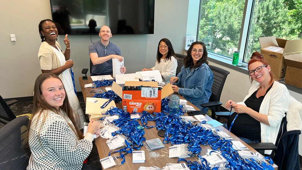 Plante Moran staff have fun working together to prepare for intern orientation.