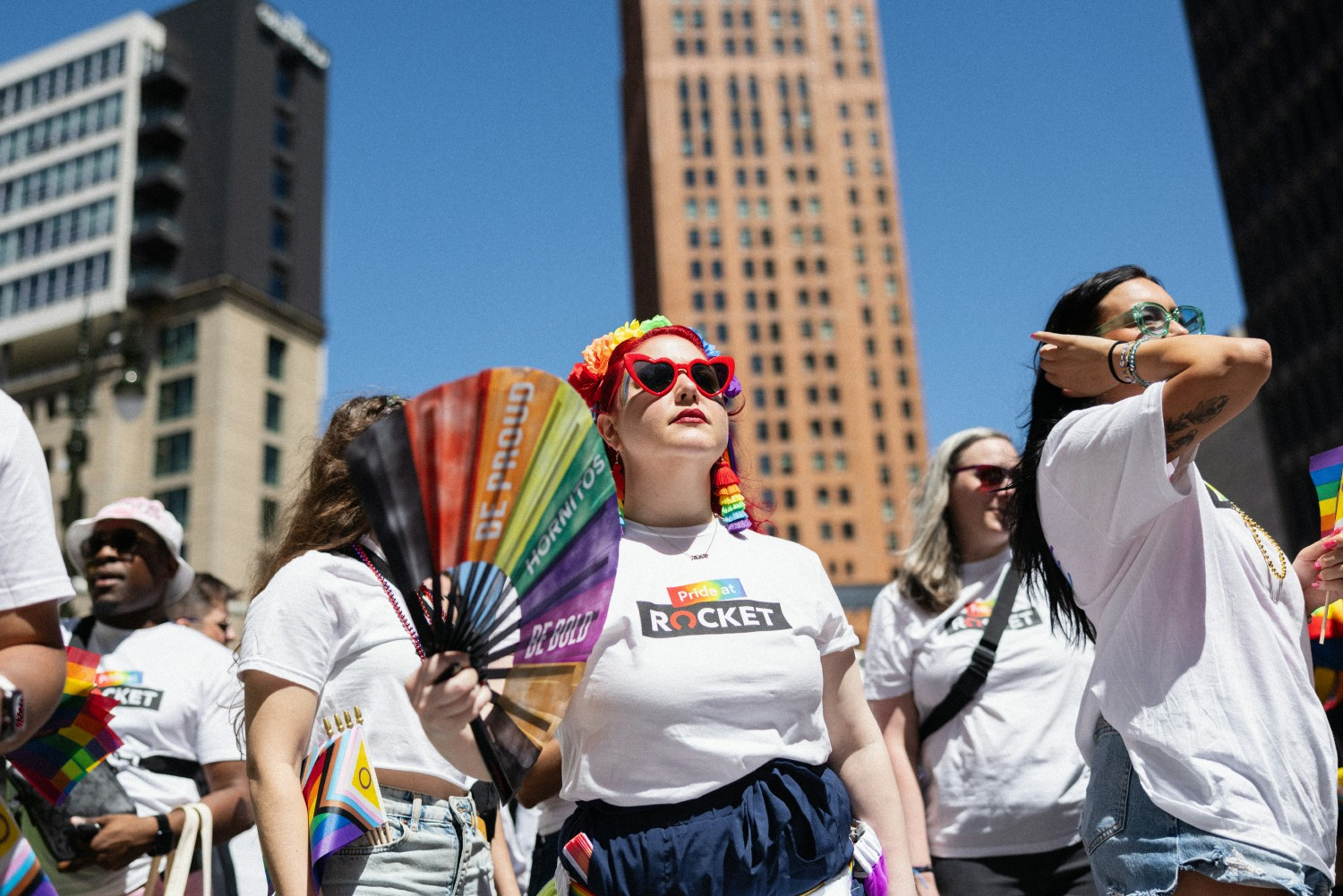 Rocket team members join Motor City Pride in Detroit, a Rocket-sponsored event celebrating inclusion every June