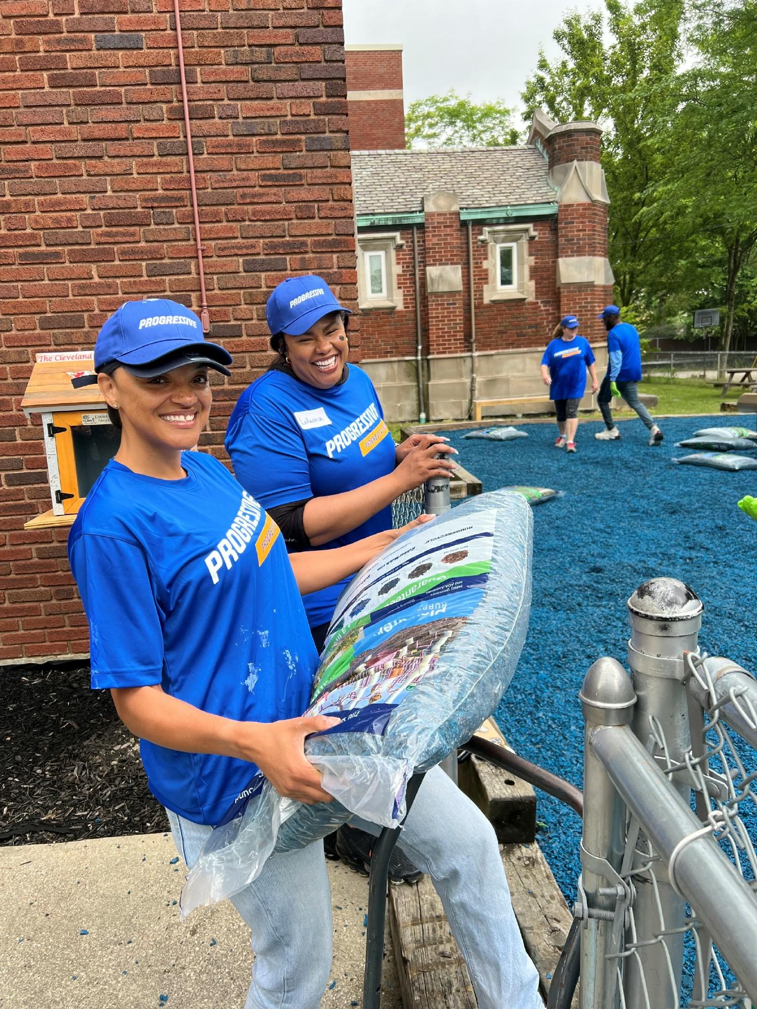 Progressive employees volunteering 
