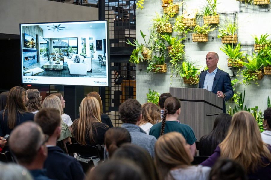 Toll Brothers Chairman and CEO, Douglas C. Yearley, Jr. speaks to employees at the company’s Corporate headquarters 