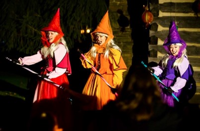 The Potion Sisters singing their witchy way into guests hearts during Hallowe'en.