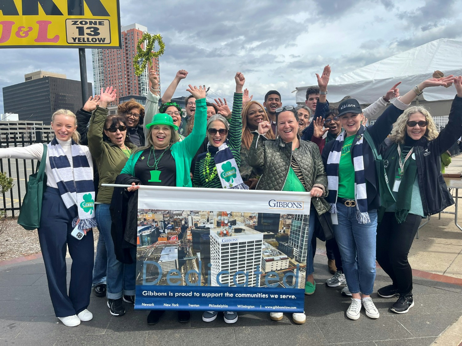 Employees get into the Irish spirit and gather to march in the Newark St. Patrick’s Day parade!