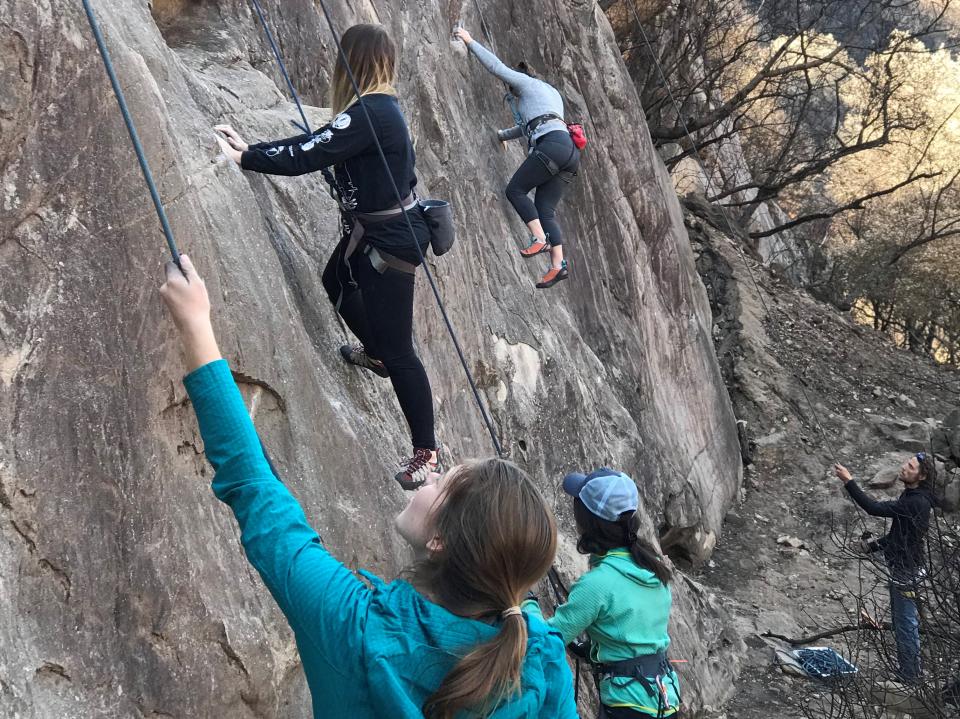 On belay at a local crag