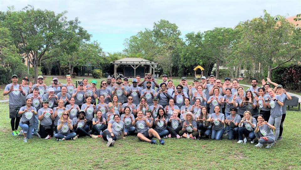 Ultimate Software's Finance team volunteers for Thanksgiving at the Susan B. Anthony Recovery Center, showing Ultimate pride by making the \