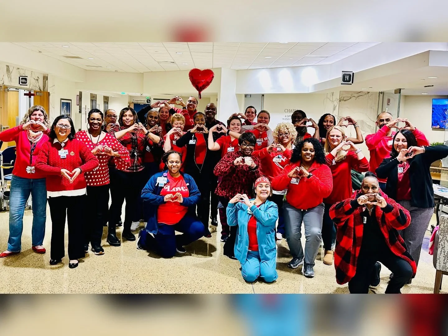LifeBridge Health team members supporting women's cardiovascular health by wearing red
