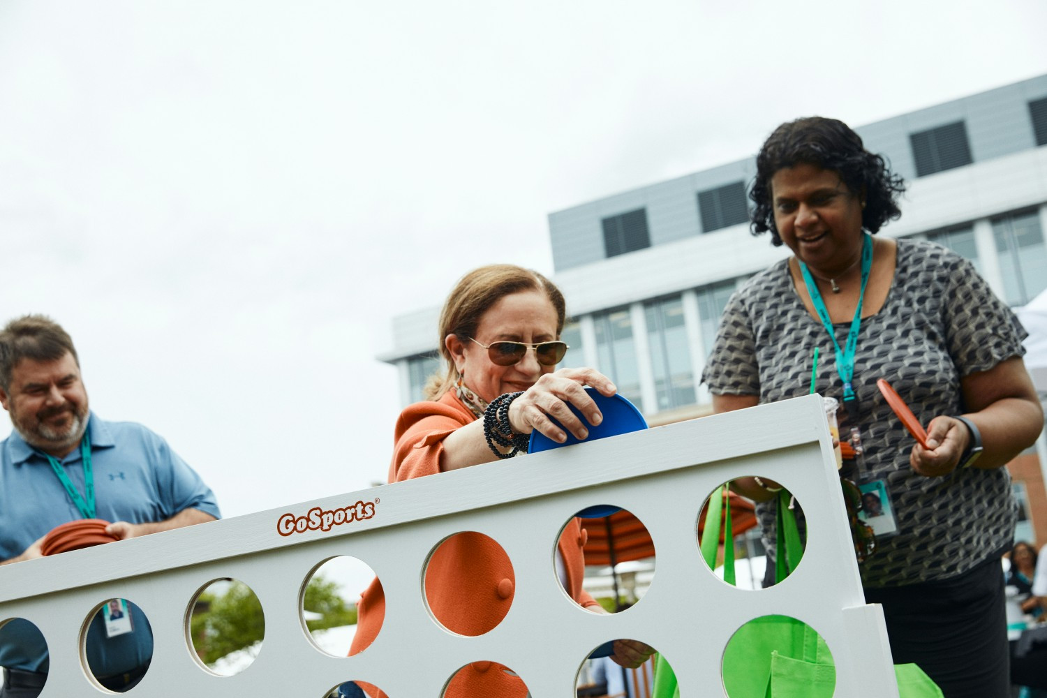 Employees taking a bike ride around our global headquarters campus