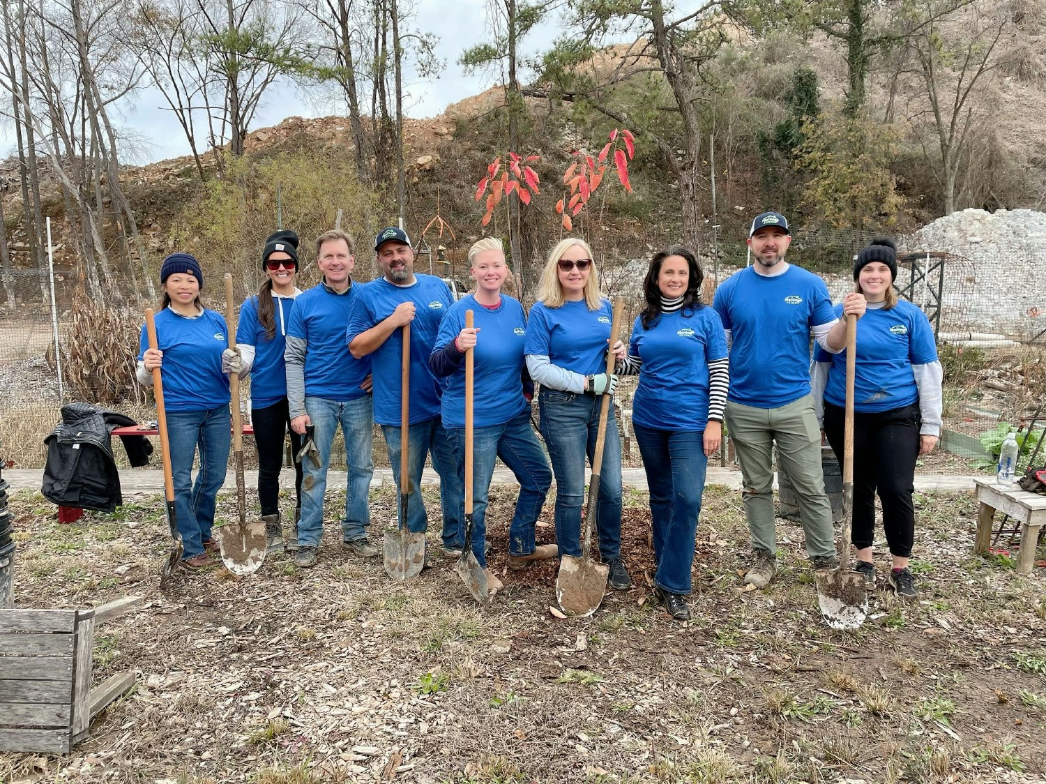 Employees participating in volunteer events. 