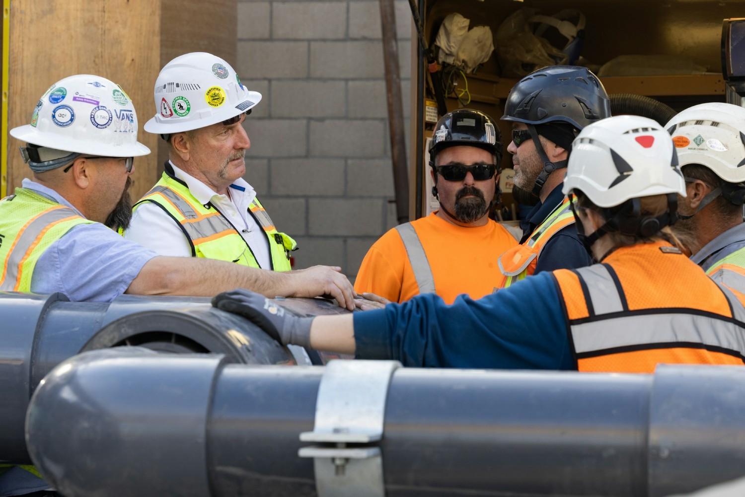 Crew discussing work at on one of our projects in California.