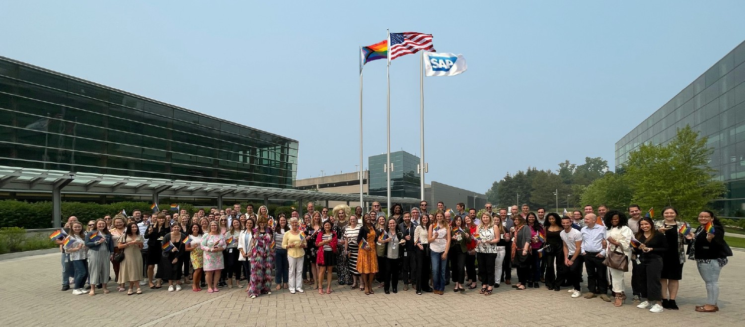Employees at SAP's regional headquarters in Newtown Square, PA gather for the annual 