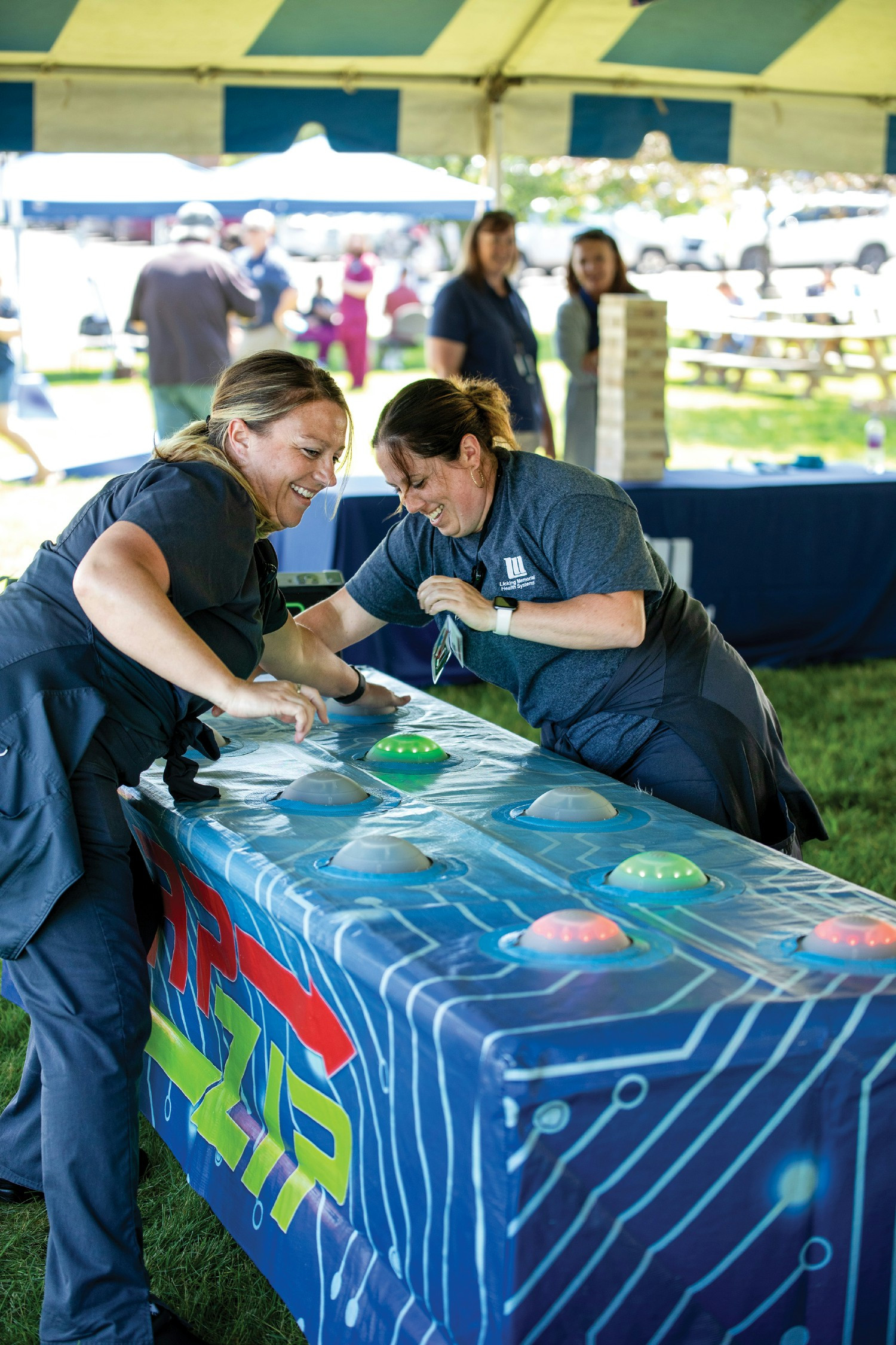 LMHS employees enjoy a game of Laser Zap during the Employee Carnival held during Hospital & Healthcare Week.