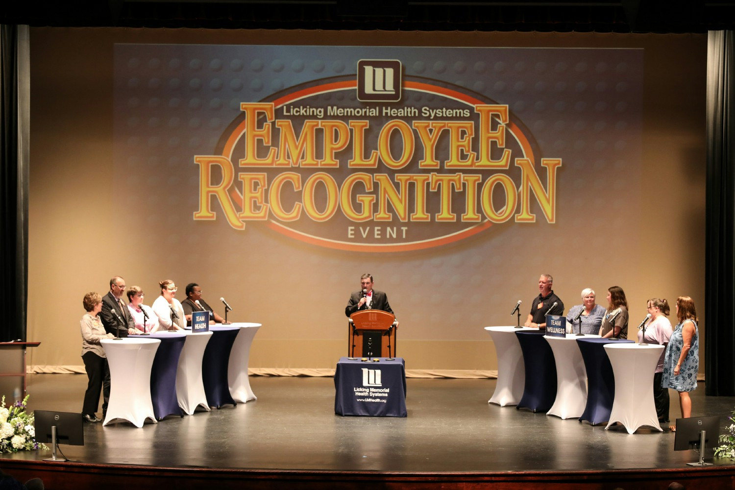 LMHS President & CEO Rob Montagnese hosts a Family Feud-themed game show during the annual Employee Recognition Event.