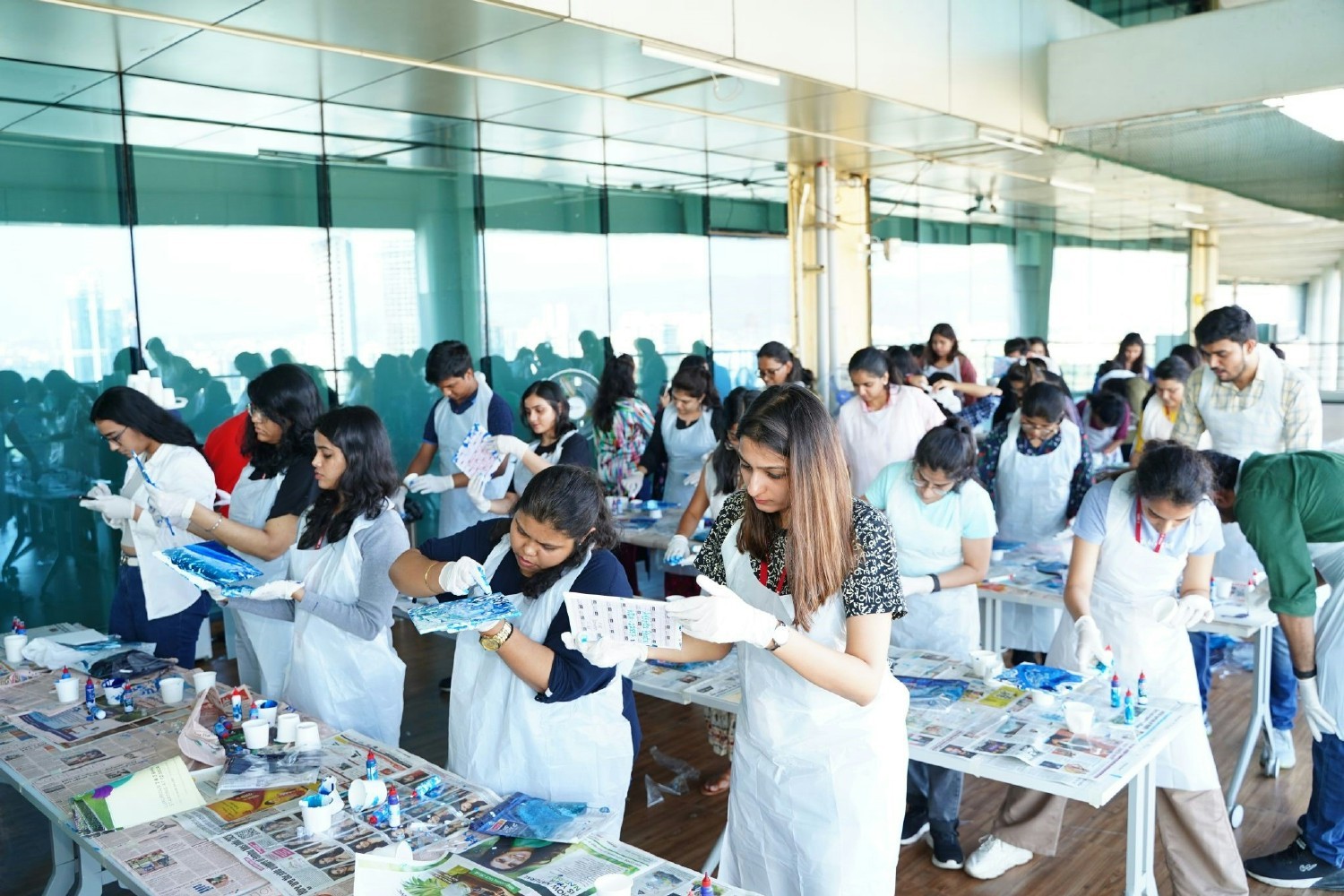 Employees from Morningstar India participating in a Fluid Art Event. 