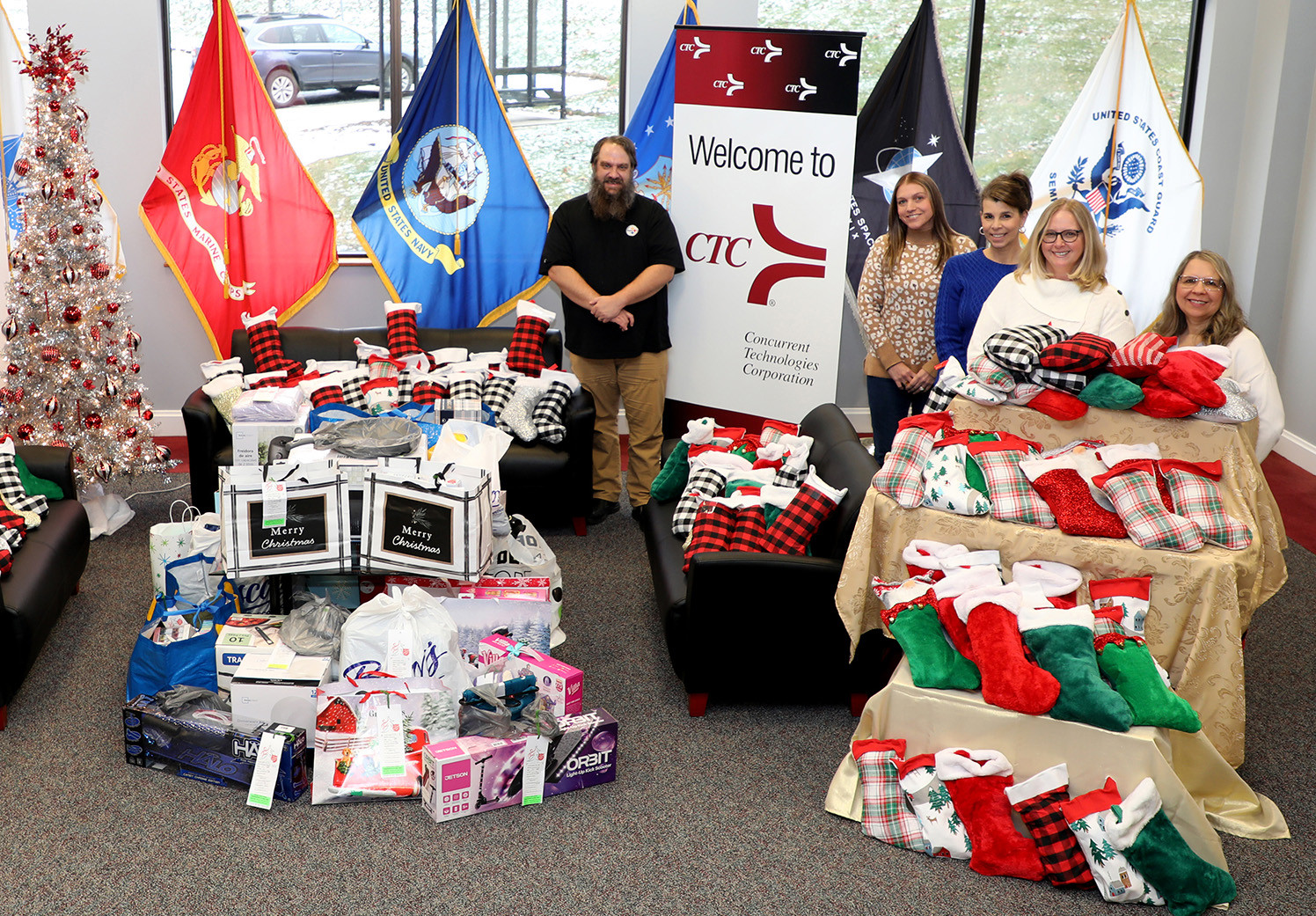 During the holidays, employees support Toys for Tots, Salvation Army, Stockings for Soldiers, and more.