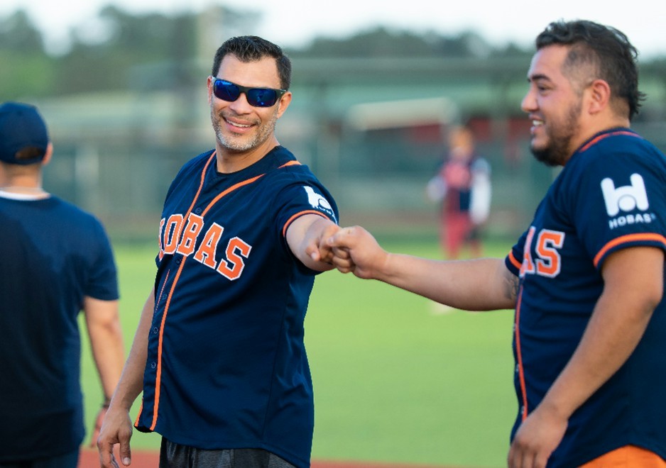 Hobas Softball Team Game – Pictured: Juan Gutierrez (Director of EHS) and Aurelio Juarez (Yard Manager)