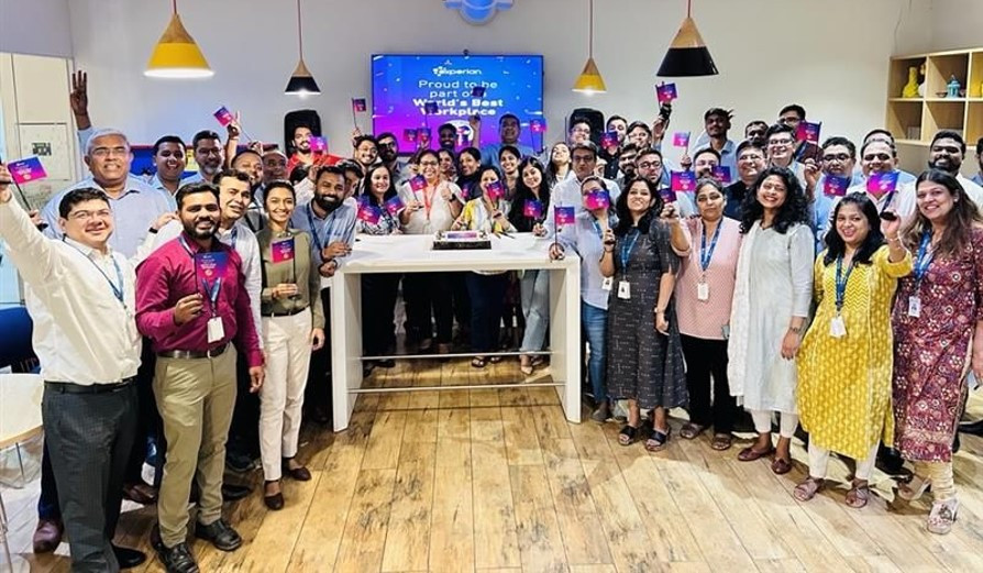 Employees in India celebrating our World's Best workplace achievement 