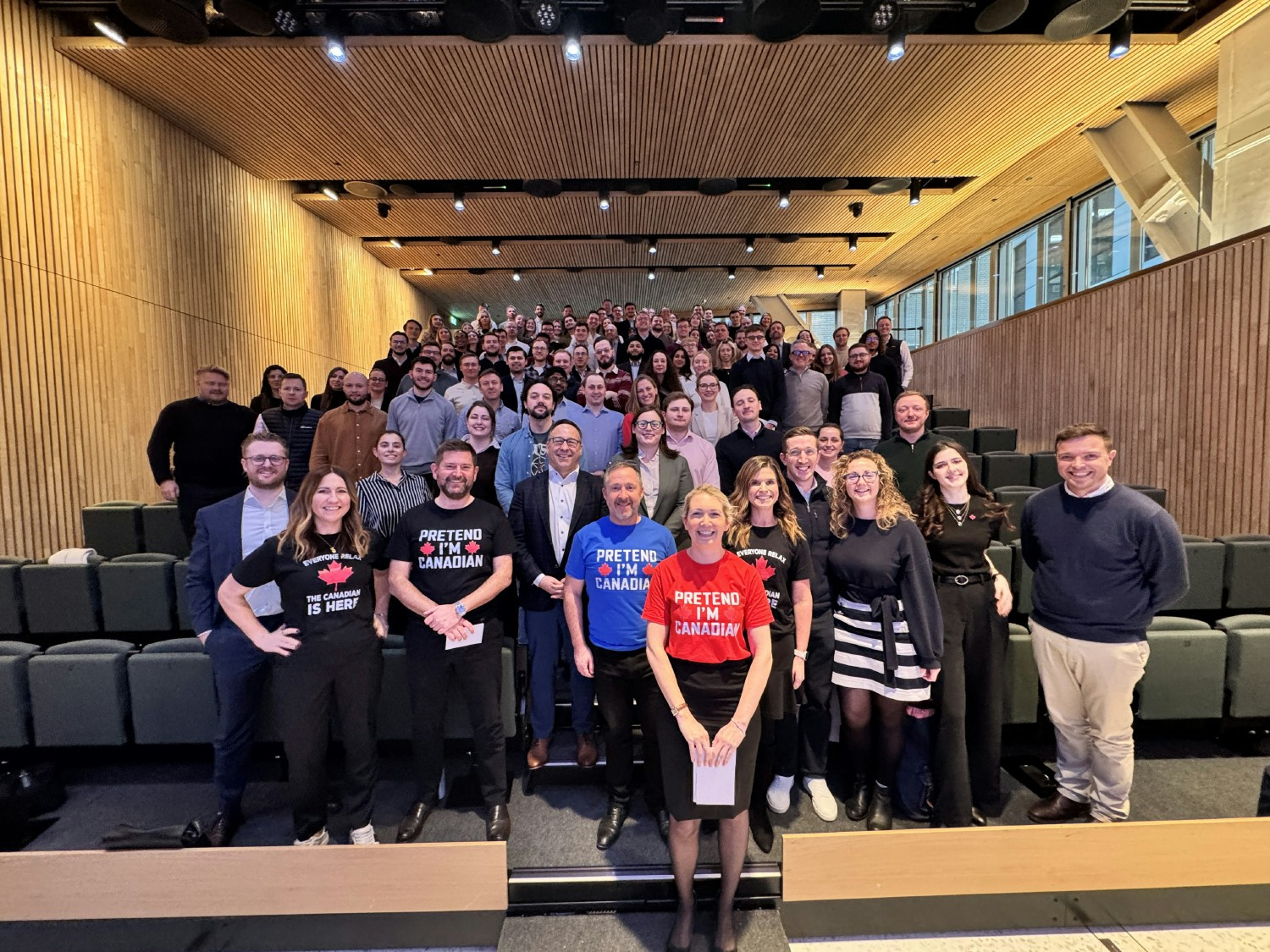 Some of our team at an internal panel event, where we showcased our Canadian product offerings.