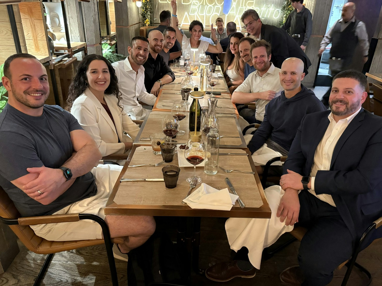 Team dinner after milestone achievement