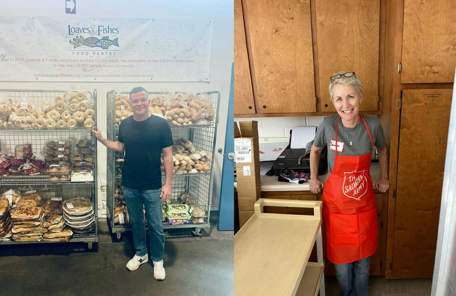 Team members living our values of Care and Partnership in action through volunteering.