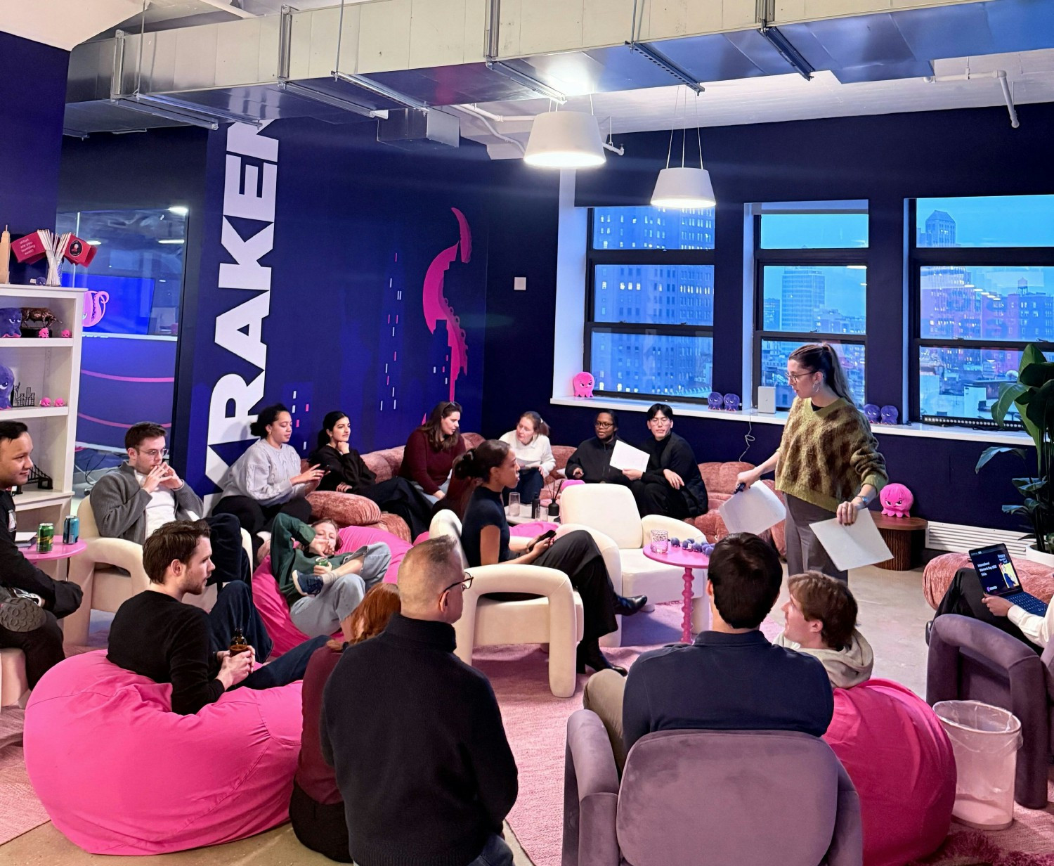 New York City office hosting a talk for colleagues