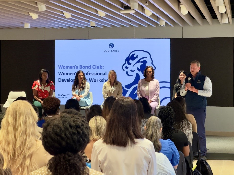Equitable President Nick Lane kicks off a Women’s Bond Club professional development event for college female scholars