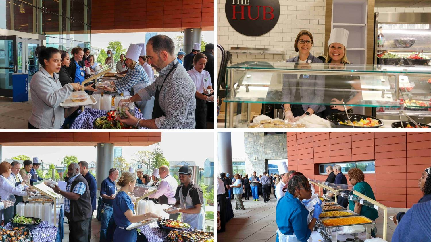 Our executives roll up their sleeves (and don chef’s hats or hairnets) to serve a BBQ lunch during Healthcare Week.
