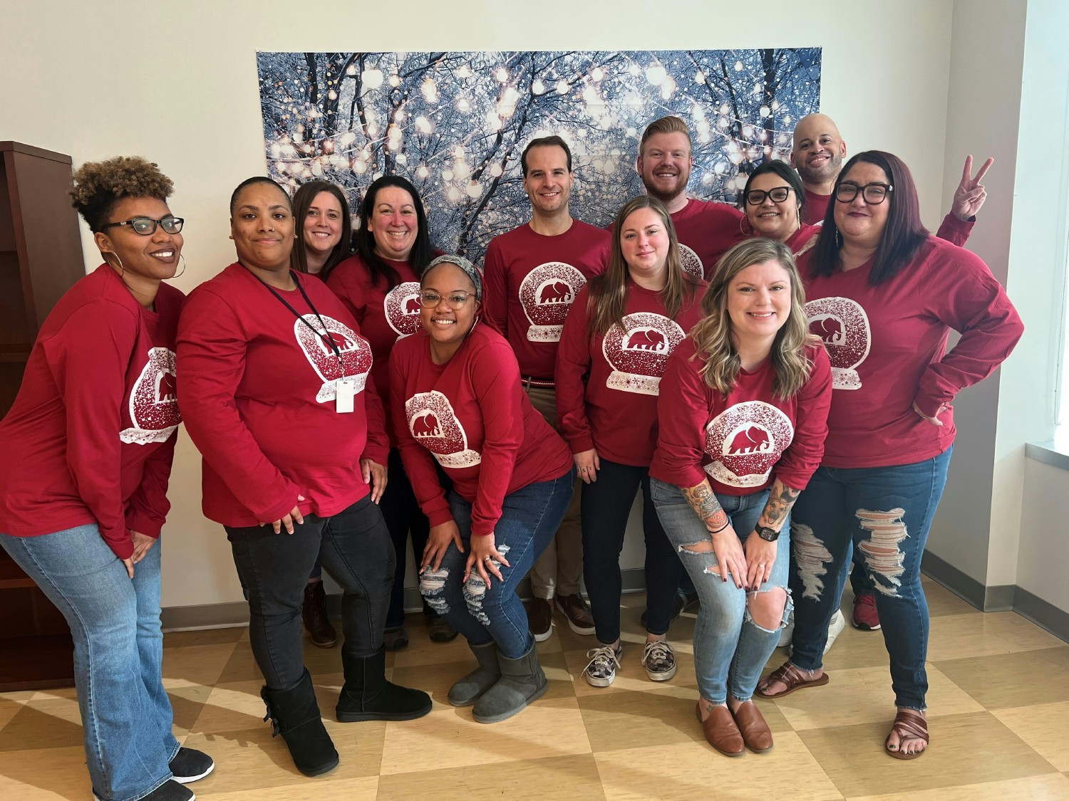 Dec 22: For the first time since 2019 we ordered holiday-themed shirts and took a group photo!