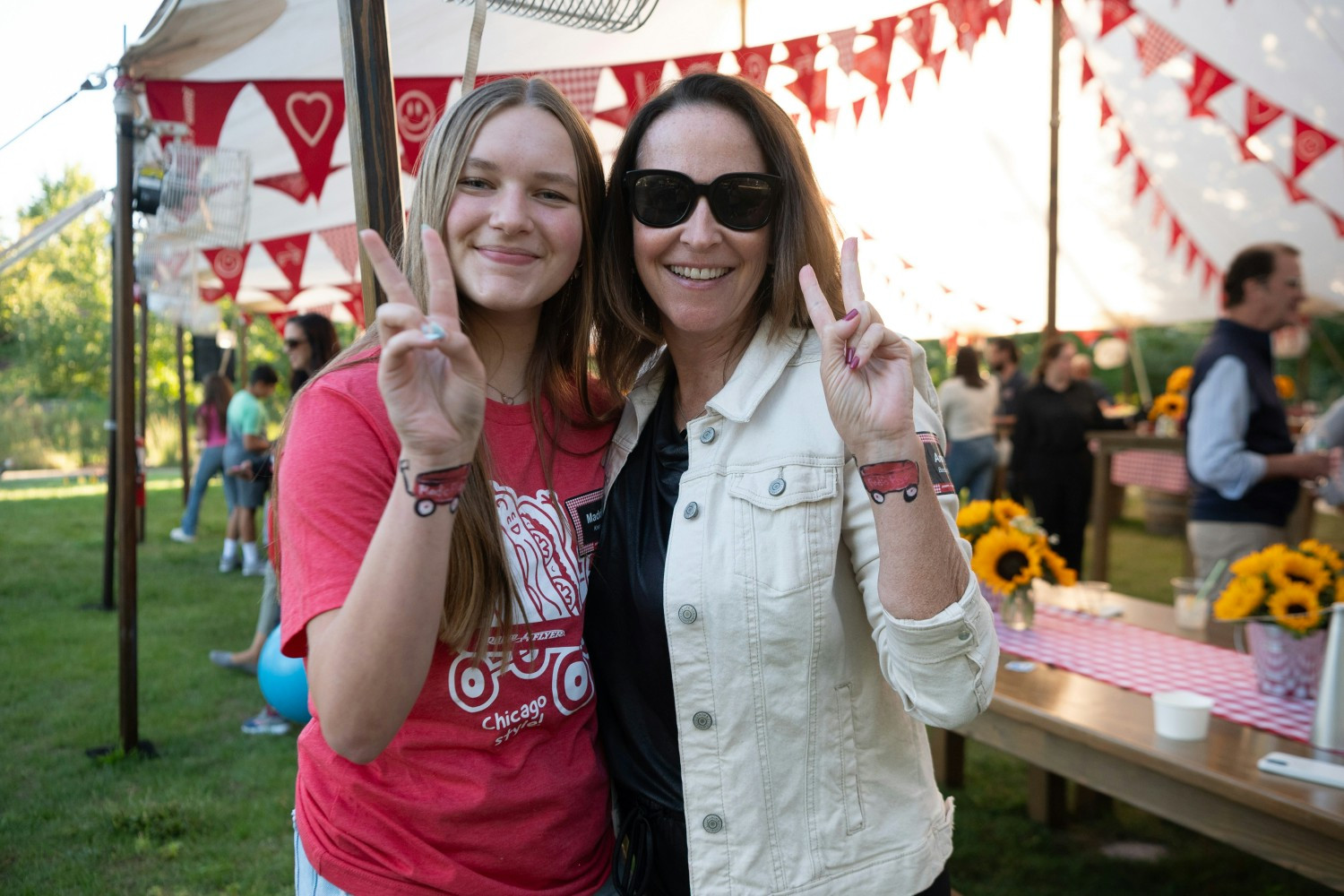 Peace, love and wagons at Radio Flyer’s Anniversary Celebration BBQ.