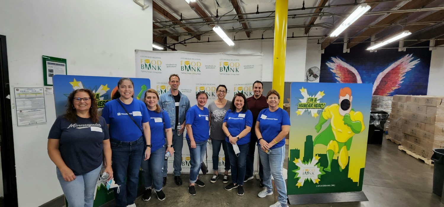 Los Angeles team members spend a day serving at the LA Food Bank.
