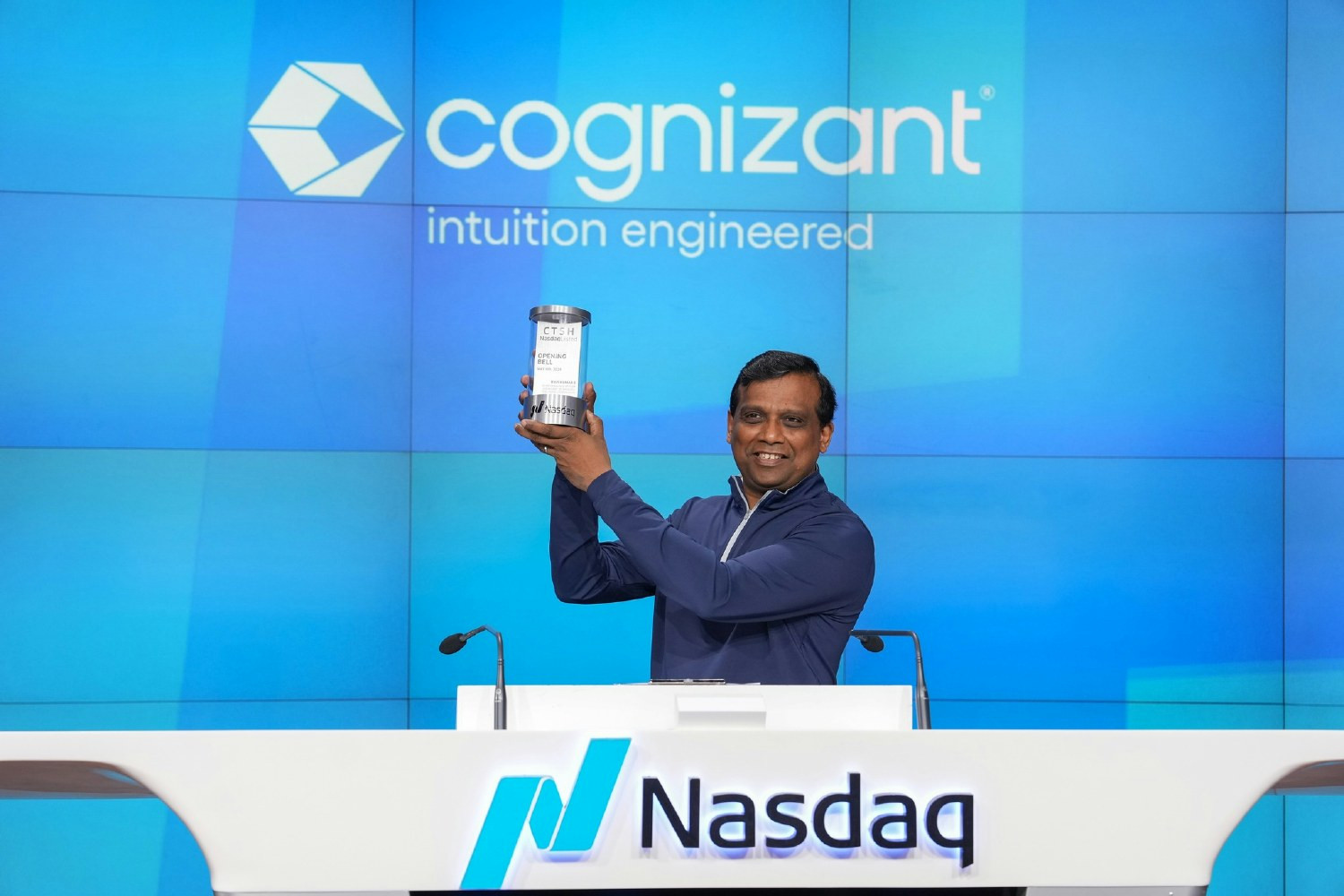 CEO Ravi Kumar S. represents Cognizant on the global stage at the Nasdaq opening bell.