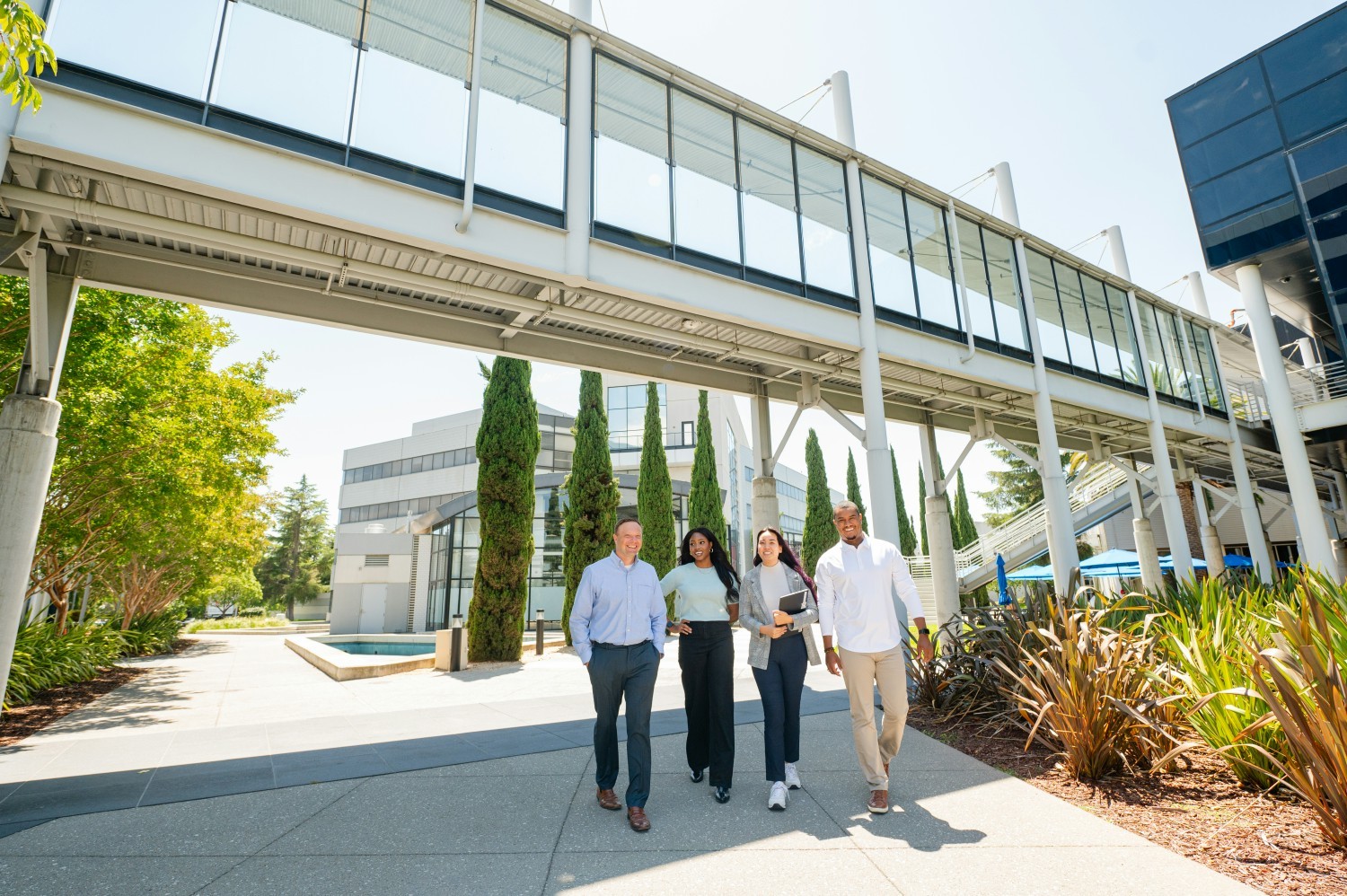 Marvell employees enjoying a walk together. 