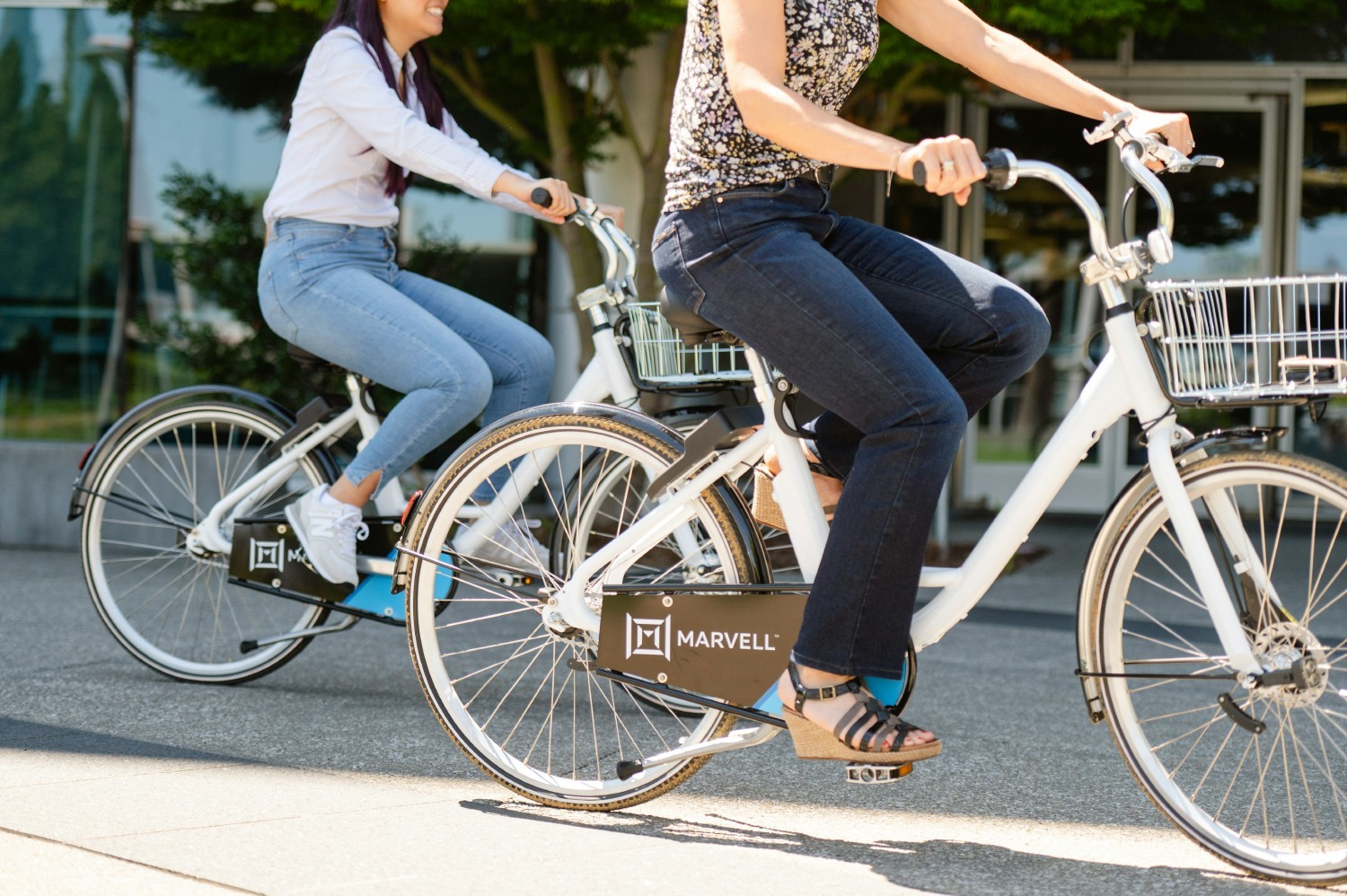 Marvell Employees cruising through the Santa Clara office grounds. 