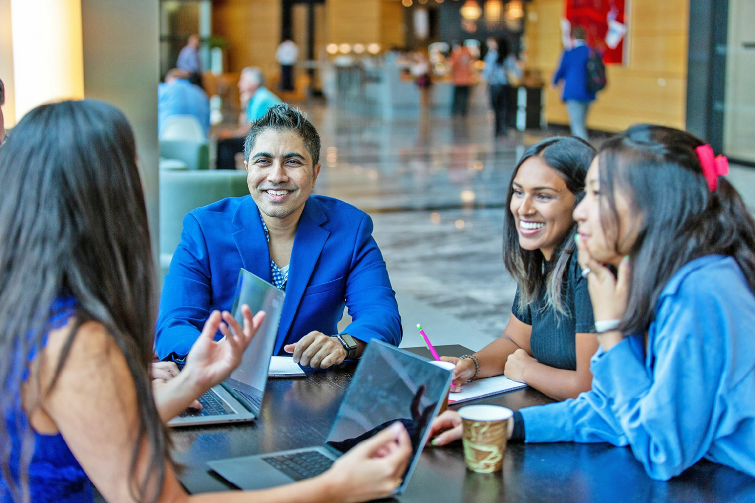 Appian employees gathering in the lobby