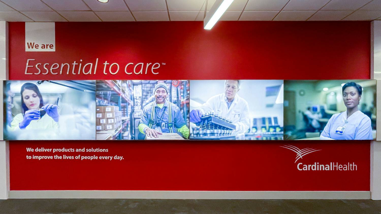 Cardinal Health headquarters wall that highlights our mission. 