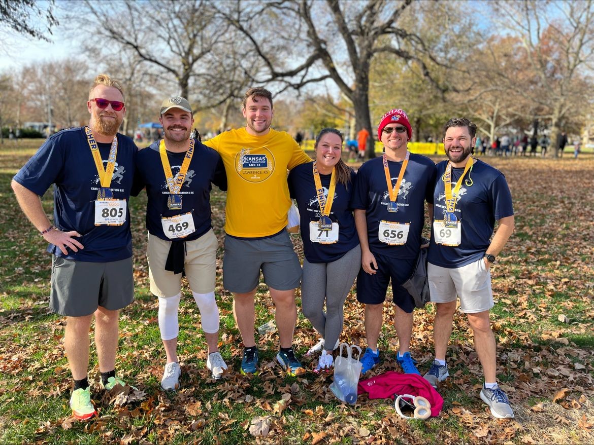 AV employees showing their team spirit at a local marathon.