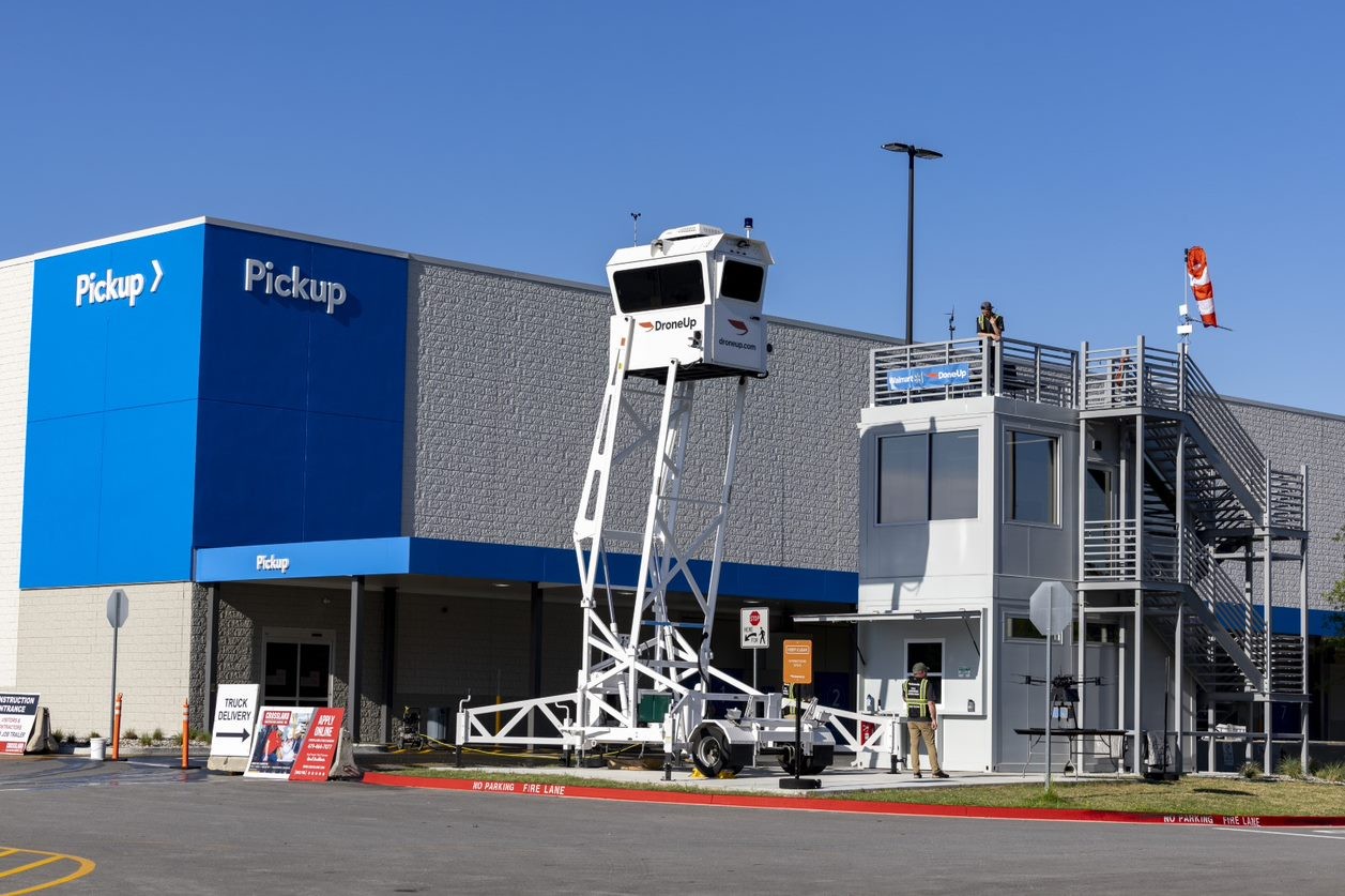 A Walmart drone delivery station