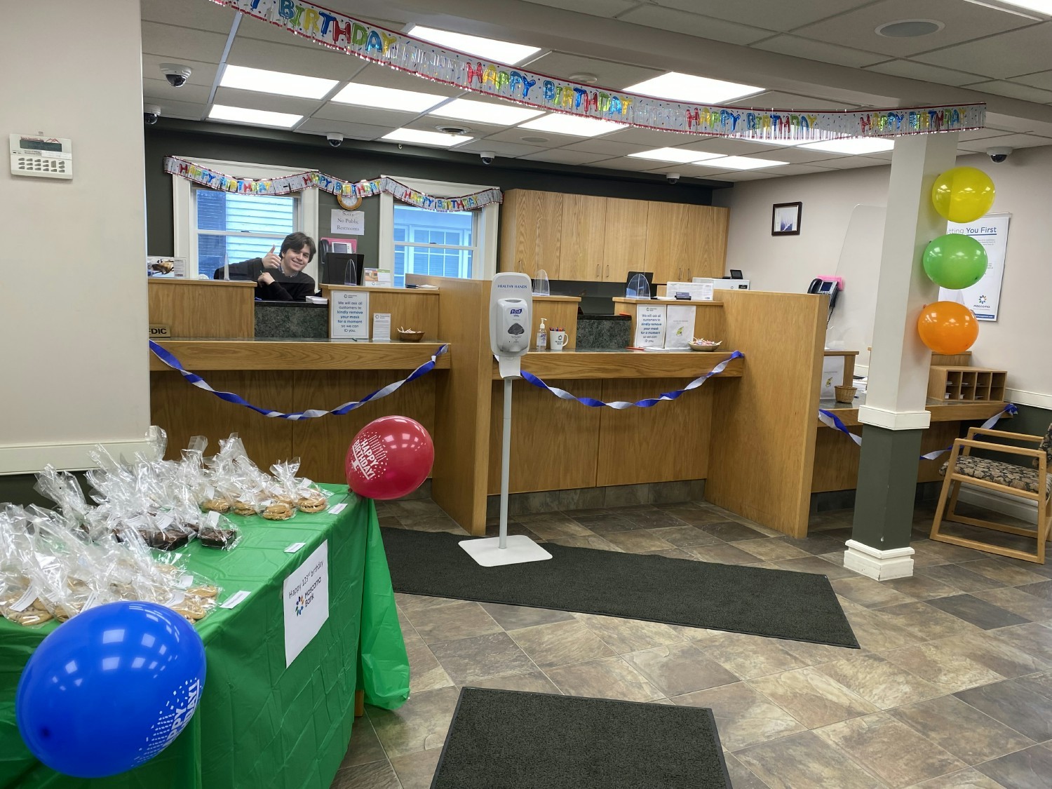 A typical day on the teller line at Mascoma Bank. 