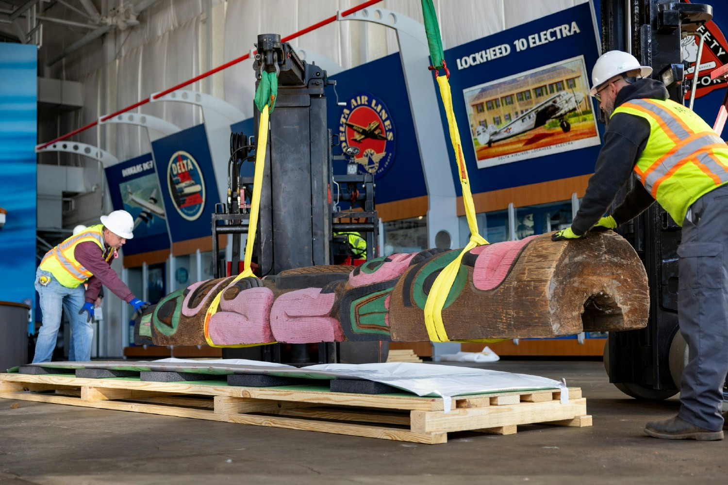 Helping rehome a historic totem pole from the Delta Flight Museum to the Chilkoot Indian Association.