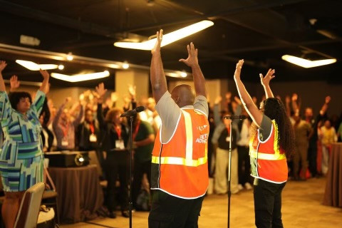 Kicking off a Delta conference with Stretch and Flex, a daily focus on ergonomics and safety.
