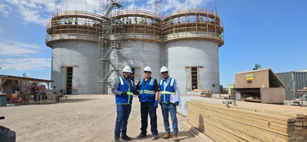 Building progress: Our team monitors the new cement silos, showcasing innovation and teamwork. Odessa, TX