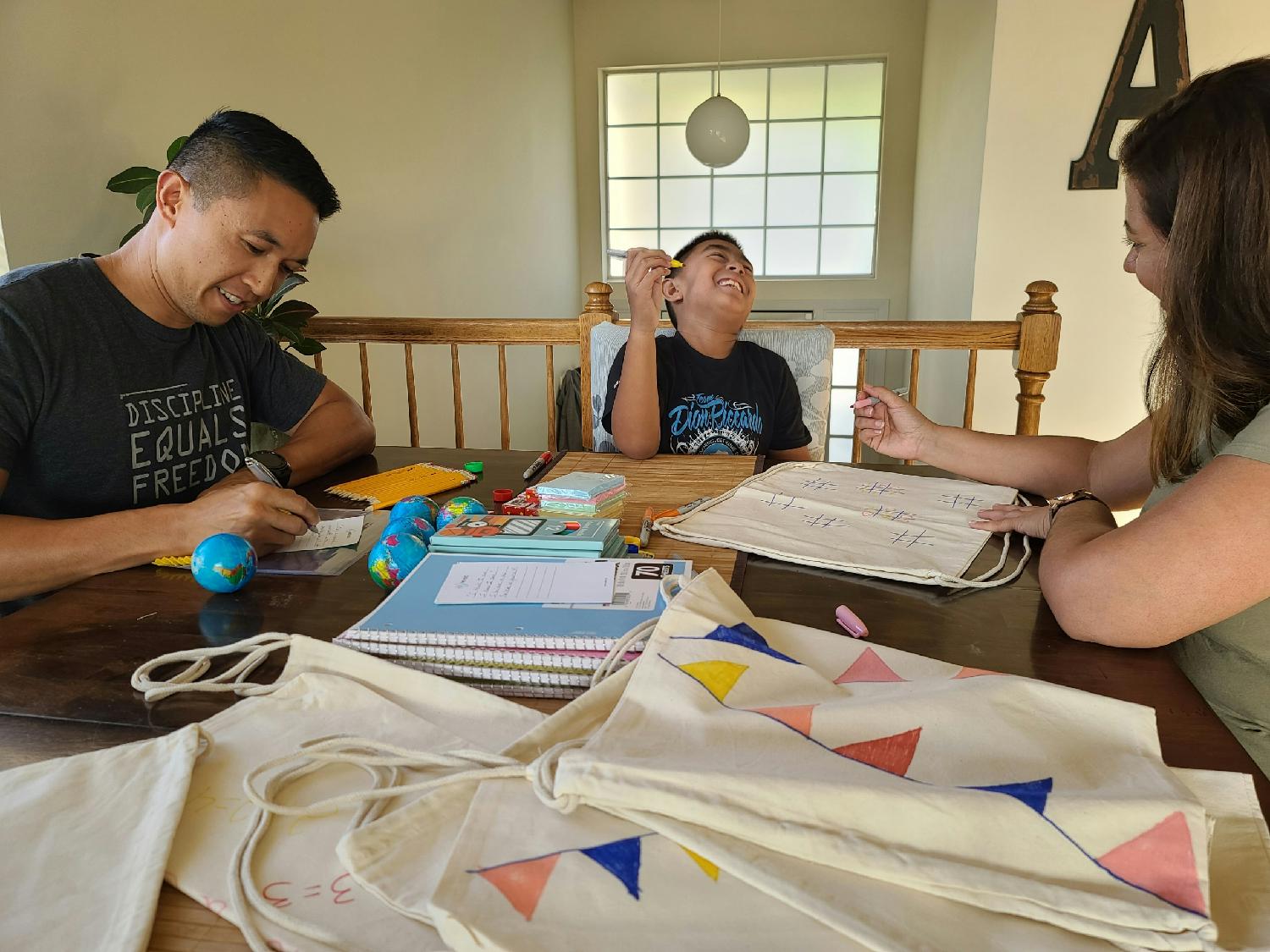 The virtual volunteer event brought our employees and their families together in working on care packages for students.