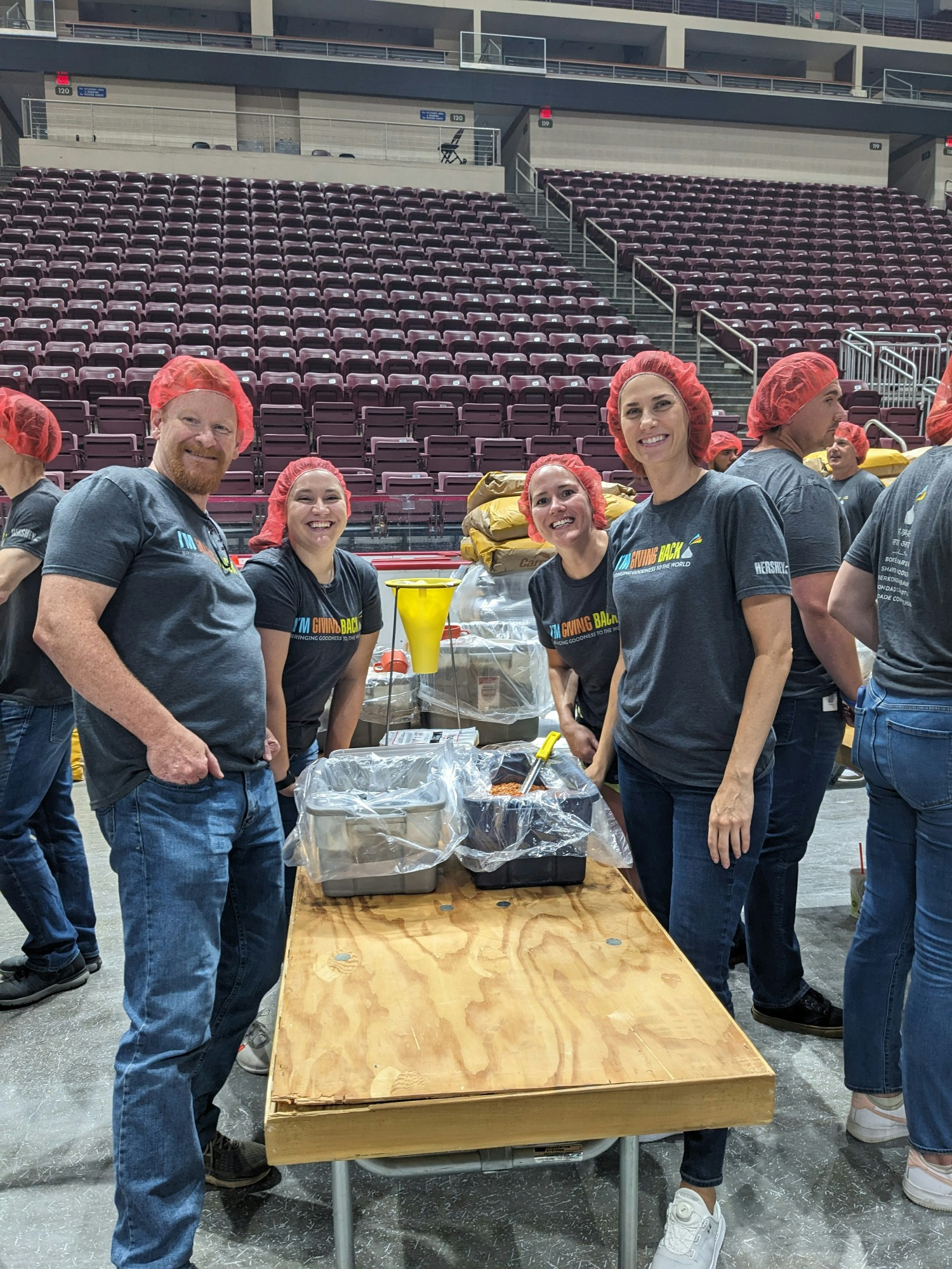 Hershey employees collaborating in an open space format.